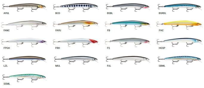 Rapala Max Rap Color Chart