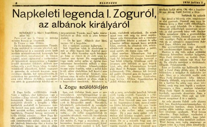 Burimi : Ellenzék, 3 korrik 1938, faqe n°8