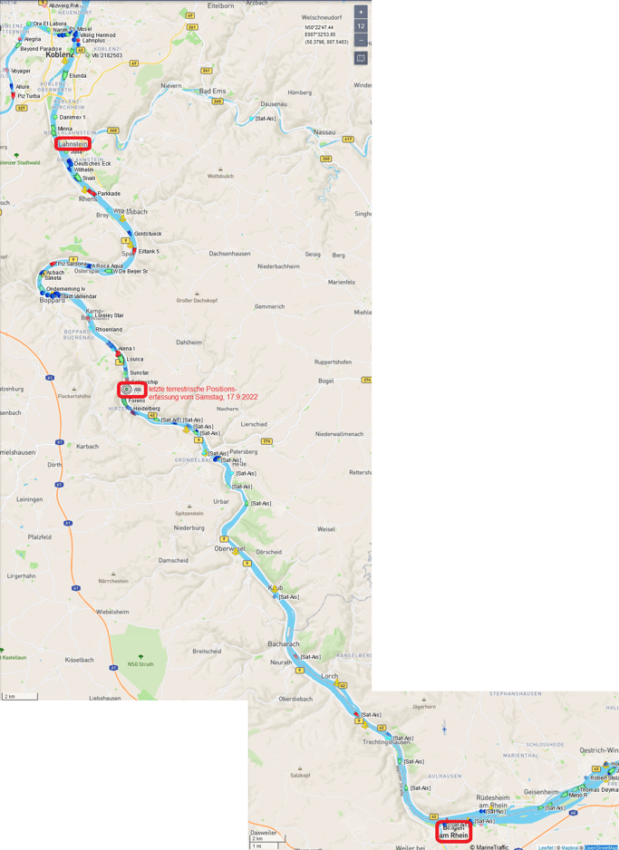 Tagesetappe Samstag, 17.9.2022 [© MarineTraffic]
