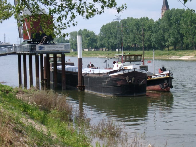 WILLI und HANS-PETER am Liegeplatz am Neckarufer in Mannheim am 15. Juni 2004 © Günther Baumgartner