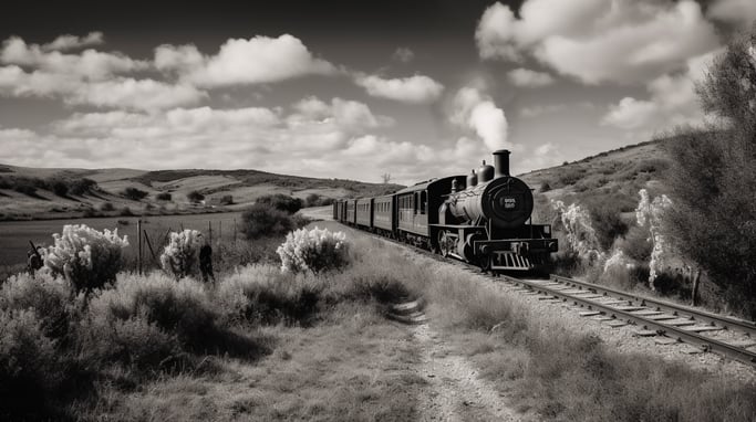 Imagen inspirada en EL MAQUINISTA DE LA GENERAL, creada con IA para Viva Extra