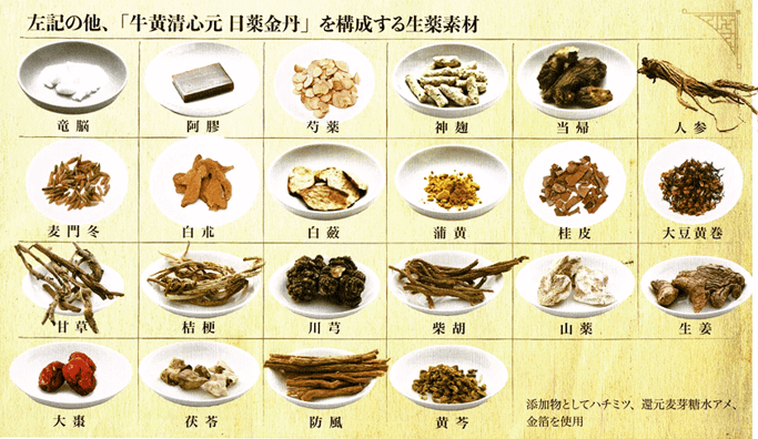 牛黄清心元　構成生薬一覧