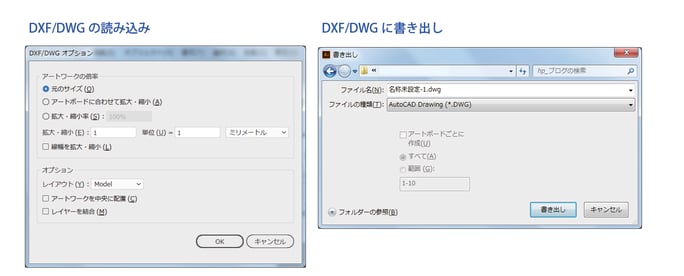 Adobe IllustratorでDWGデータ、DXFデータを開く