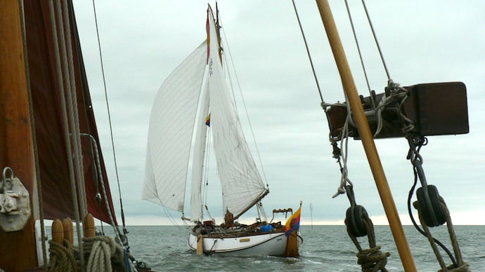 36 m² auf der Kluiver-Rolle, leider hat MOLENAAR den doppelten Draht im Vorliek vergessen einzubauen