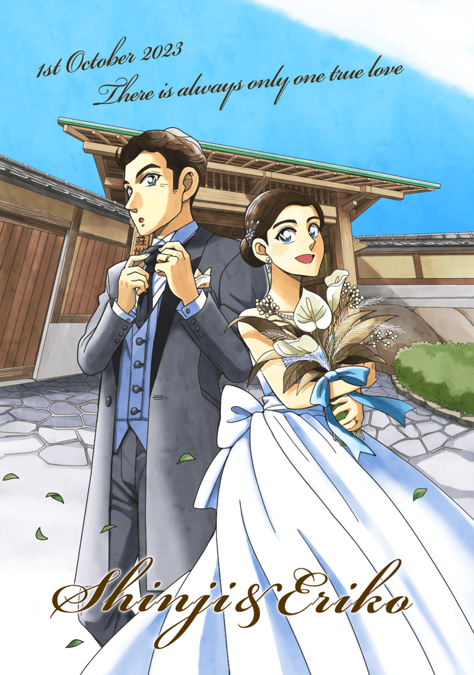 名探偵コナン風似顔絵ウェルカムボード