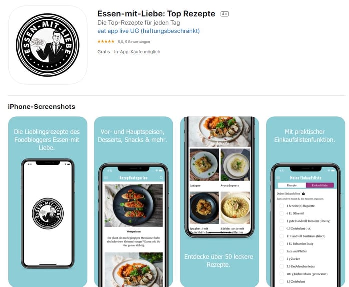 Mit einer eigenen Rezepte-App lässt sich Geld verdienen