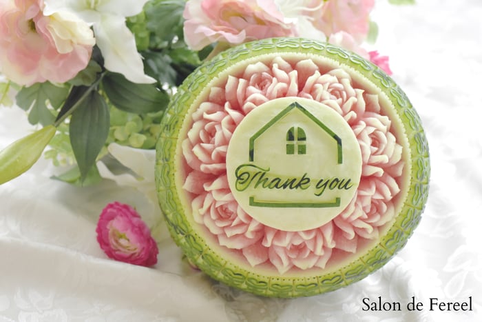 カービング　スイカ　彫刻　誕生日　結婚式　メロン　フルーツカービング　教室　大阪　薔薇　ソープカービング　プレゼント　オーダー