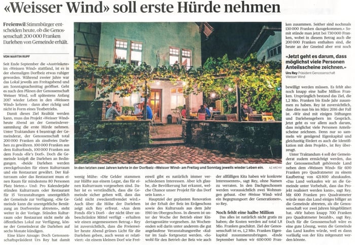 Badener Tagblatt, 20. Nov. 2015