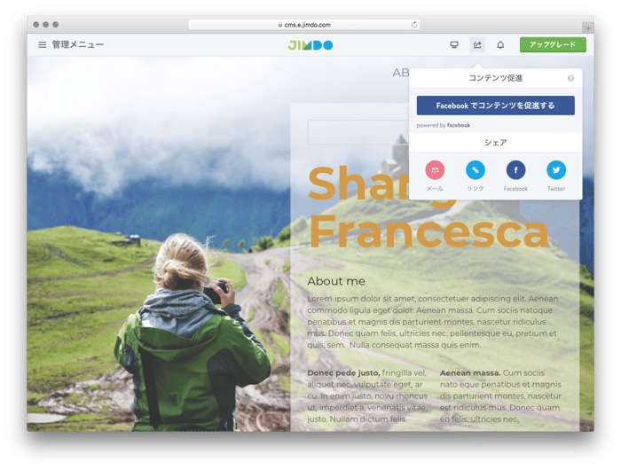 Facebook コンテンツ促進ツール