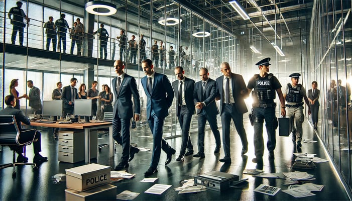 police arresting white collar criminals