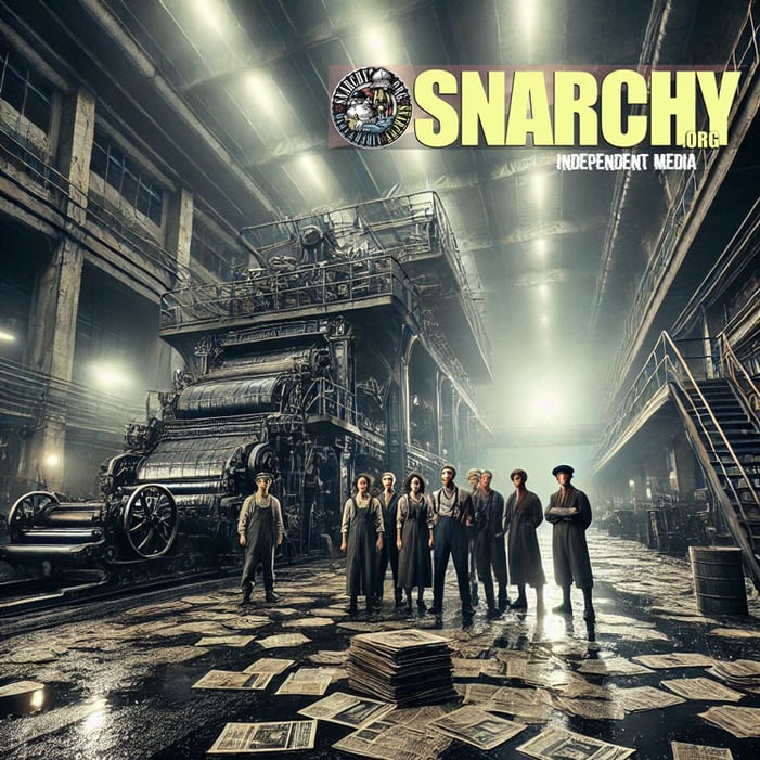 Snarchy independent media - logo and brand graphic (vintage newspaper printing press) #snarchy