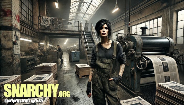 Snarchy independent media - logo and brand graphic (vintage newspaper printing press) #snarchy