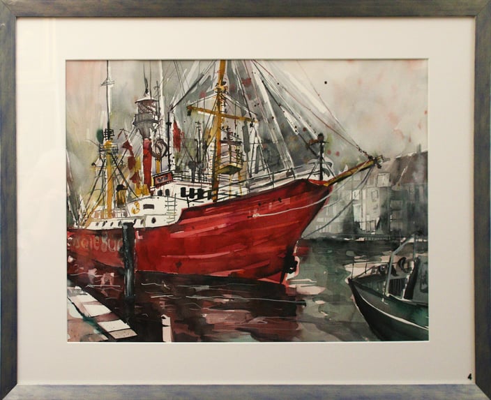 "Im Hafen" (Aquarell), 75 cm x 55 cm