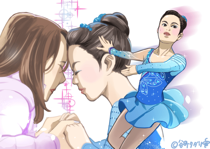 濱田美栄コーチと宮原知子選手似顔絵