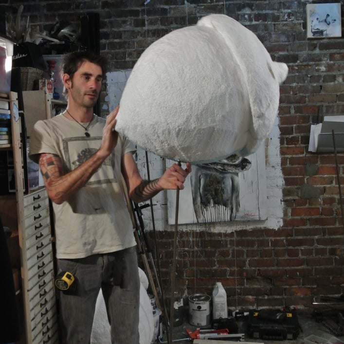 fabrication en atelier des glands pour LE PROLIFERATEUR