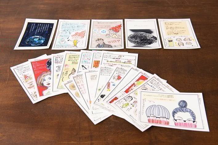 ▲『噂の二人/porte rose et porte rouge』同時開催 二人の往復書簡展での展示作品(2021年)