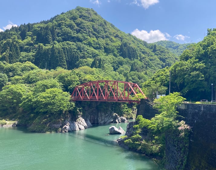新緑の片路峡と寺津橋