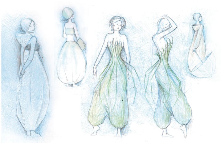 illustration de mode collection araignée crayon bleu traits fin