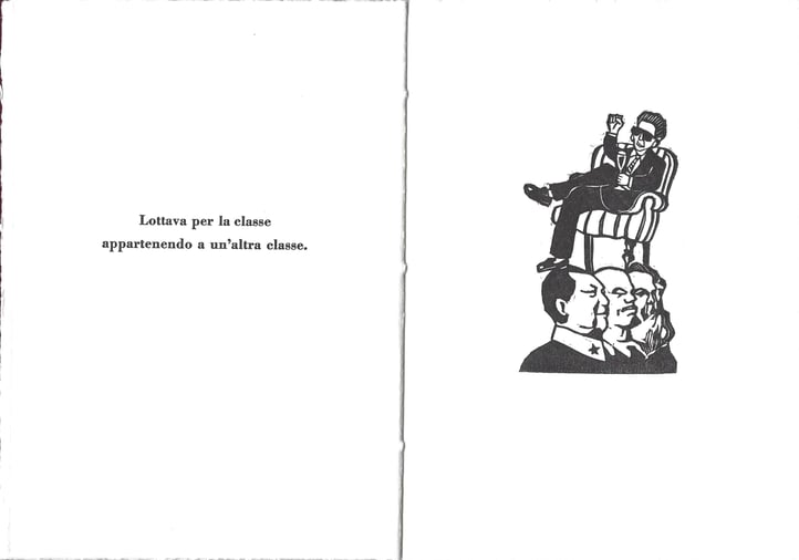 doppia pagina con stampa tipografica e linoleum originale di Luciano Ragozzino