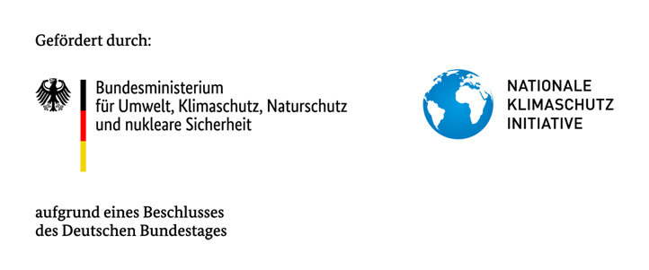 Förderlogo des Bundesministeriums für Umwelt, Naturschutz und nukleare Sicherheit (BMUV) mit Logo der Nationalen Klimaschutzinitiative (NKI) – Link zur Website klimaschutz.de