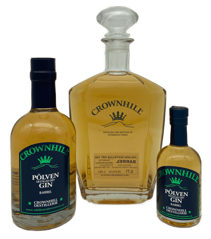 Destilled Dry Gin, Gin aus Österreich, Crownhill Destillerie, österreichischer Gin, Longdrink, Tonic Water, Fassgelagert, Akazien Holzfass