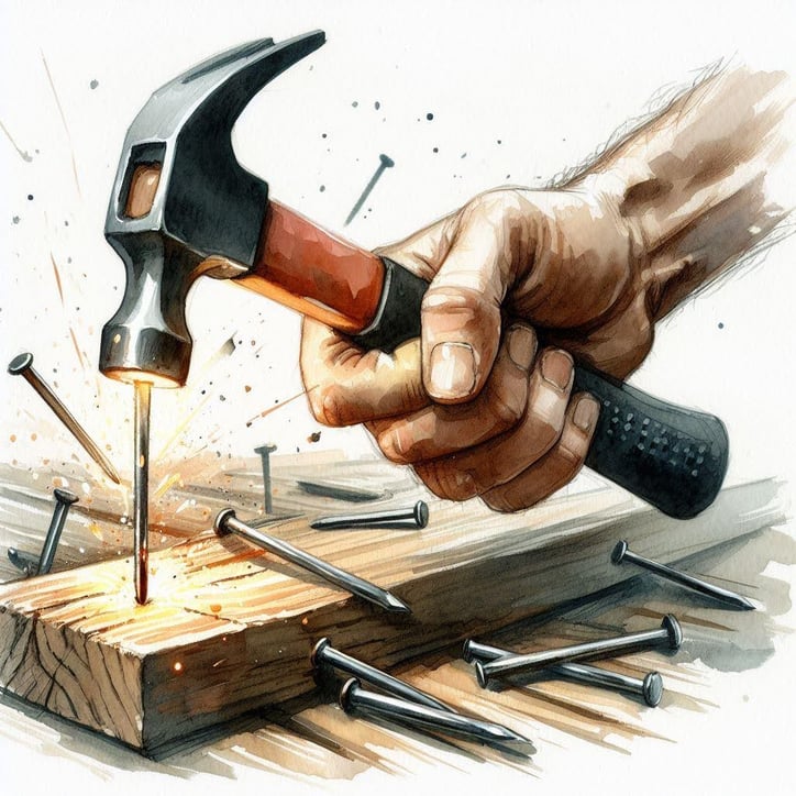 hand wielding a hammer