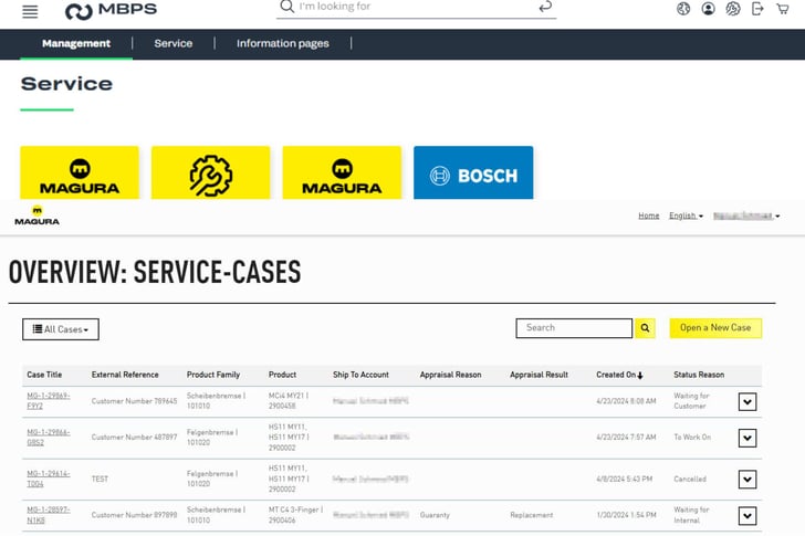 Digitales Service-Portal für MAGURA-Servicefälle in Betrieb