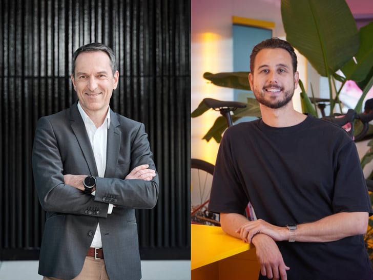 links: Reiner Heine, Vorstand JobRad Holding SE, rechts: Gegründet wurde Mybikeplan 2019 vom aktuellen CEO Fabian Bollhalder