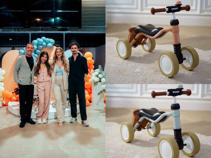 v.l.n.r. Marc K. Thiel (CEO von PUKY), Kisu, Ana Johnson und Paolo Anania (Head of Global Brand & Marketing bei PUKY) auf dem Launch-Event am 05.10.2025 in Hürth. ©Puky