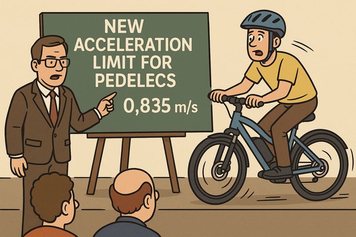 Neue Sicherheitsgrenze für Pedelecs: Begrenzung der Beschleunigung auf 0,835 m/s² gefordert © velotech.de