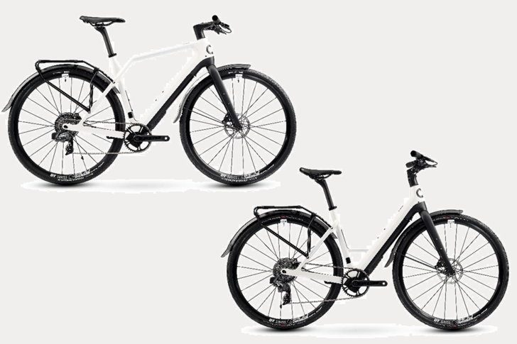 Cyklaer City in der eleganten Farbe Frosted White. Neu ist insbesondere die Rahmenform des Tiefeinsteigers mit einer Komfortstrebe mit Haltegriff für zusätzliche Stabilität und ein verbessertes Handling. ©Storck Bicycles