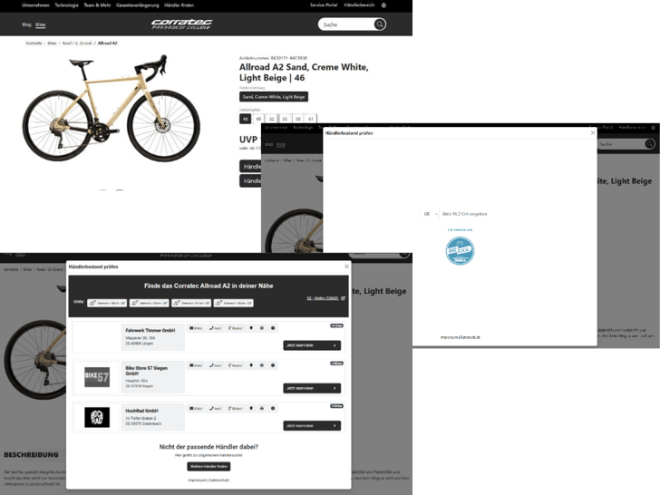 Die Premium-Marke corratec integriert ab sofort das BIDEX BikeLocal-Reichweiten-Tool auf corratec.com.  ©