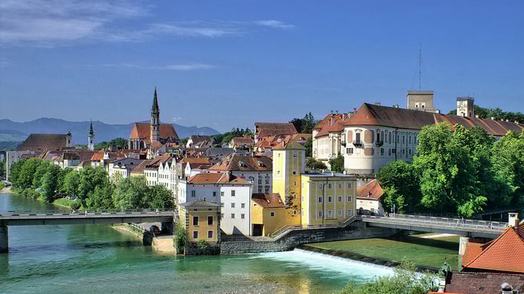 Blick auf die Alstadt der Stadt Steyr, Oberösterreich
