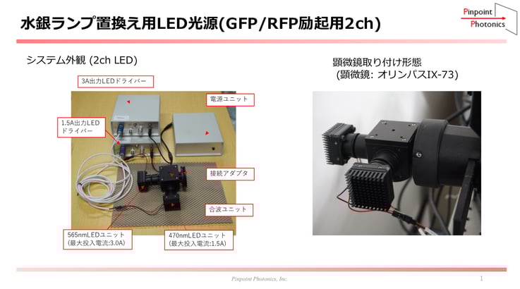オリンパス社IX73　蛍光励起　LED照明