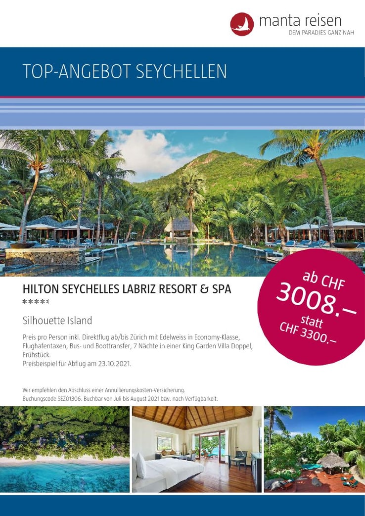 TravelBrain Seychellen-Angebot von Manta Reisen