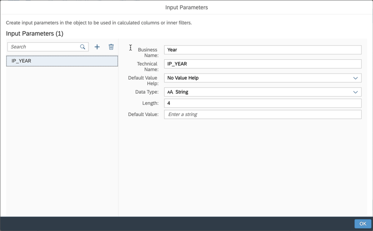Create an Input Parameter in SAP Datasphere