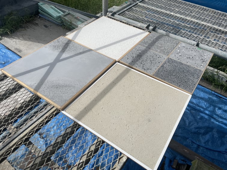 長野県　松本市　安曇野市　建築設計事務所　建築家　news設計室　丸山和男　住宅設計　設計監理　島内の家Ⅲ　塗り壁見本　土間洗出し見本