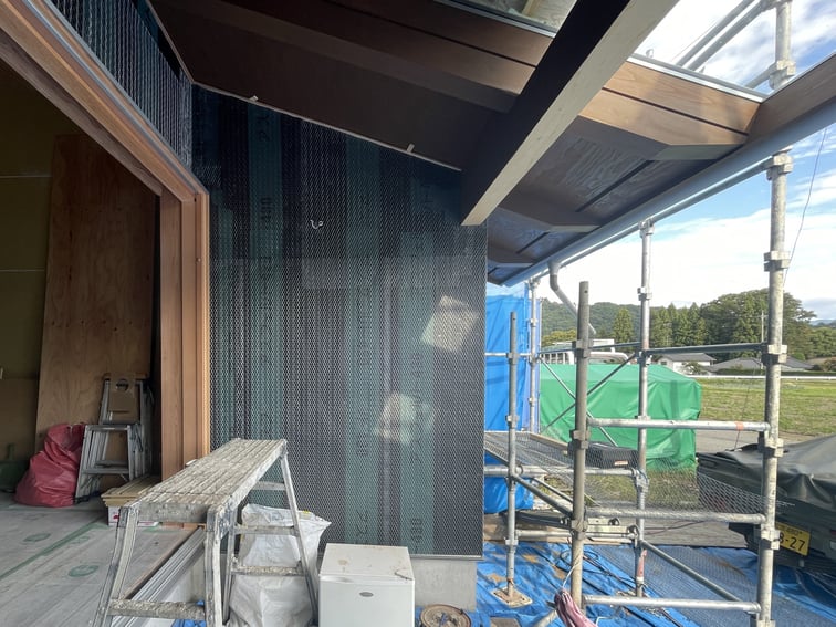 長野県　松本市　安曇野市　建築設計事務所　建築家　news設計室　丸山和男　住宅設計　設計監理　島内の家Ⅲ　塗り壁ラス下地　定例打合せ