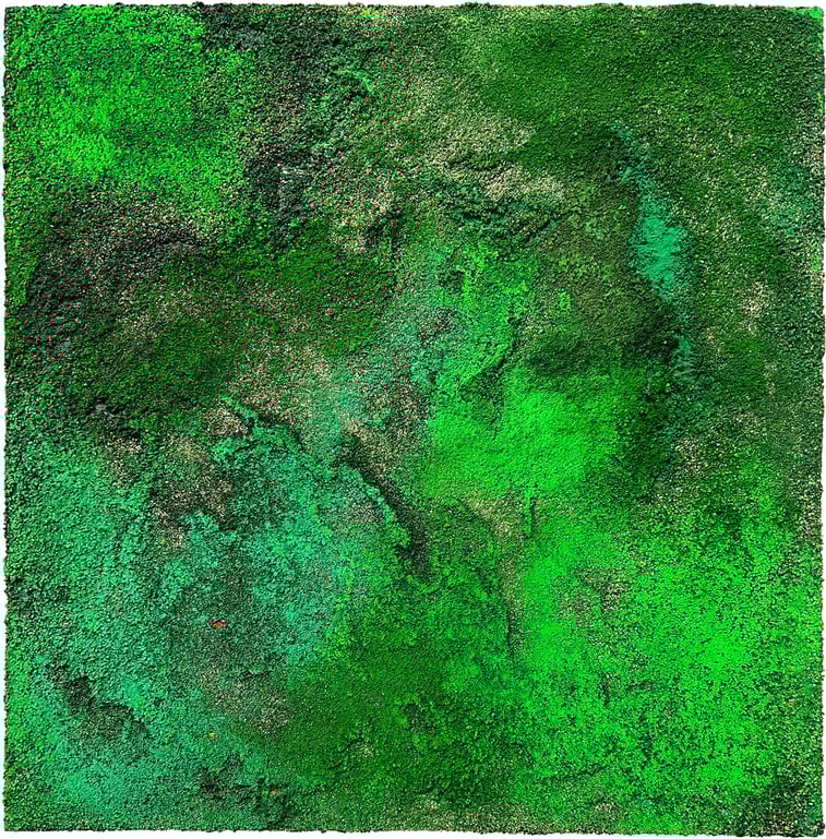 "The Green" 2024    100 x 100 Acrylfarbe, Sand und Pigment auf Leinwand