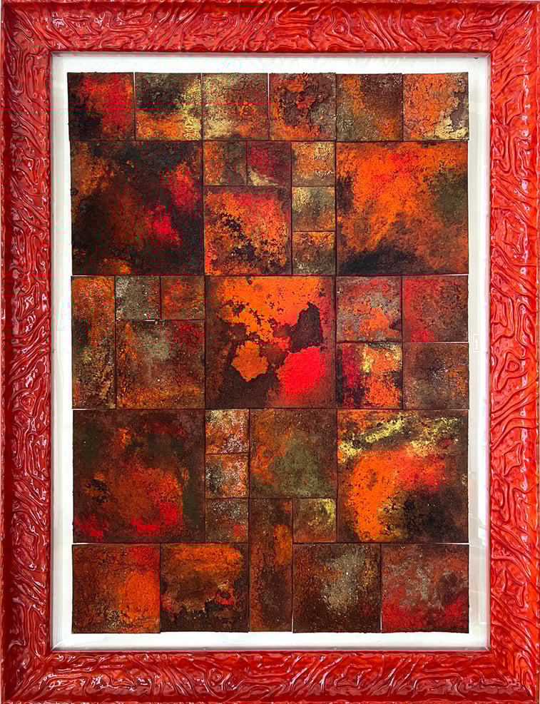 "Afrika" 2025    156 x 120 Acrylfarbe, Sand und Pigment Leinwandkarton-Puzzle auf Acrylplatte, gerahmt 