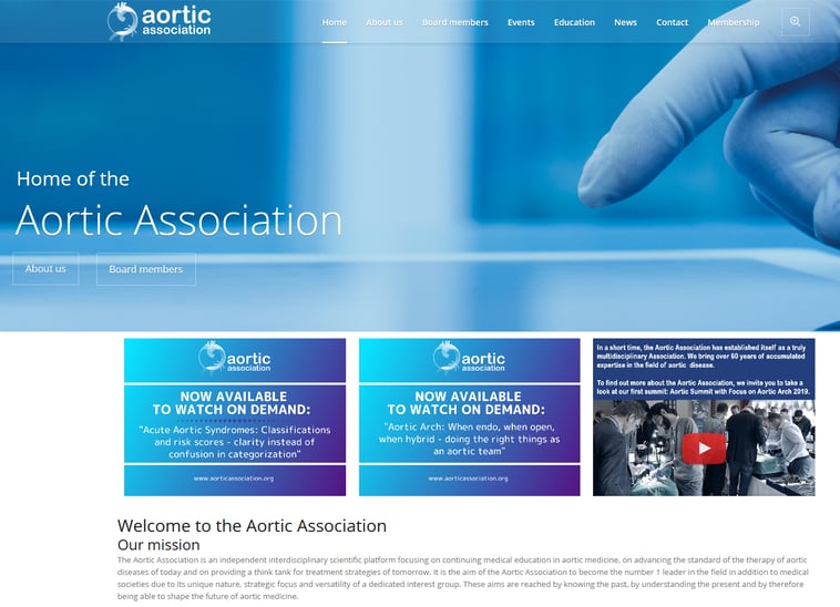 Screenshot der Aortc Association