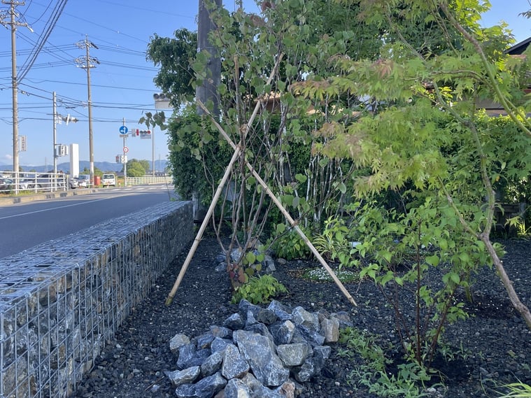 長野県　松本市　建築設計事務所　建築家　news設計室　丸山和男　住宅設計　設計監理　news設計室新事務所　外構工事　ガビオン　ＧＡＢＩＯＮ
