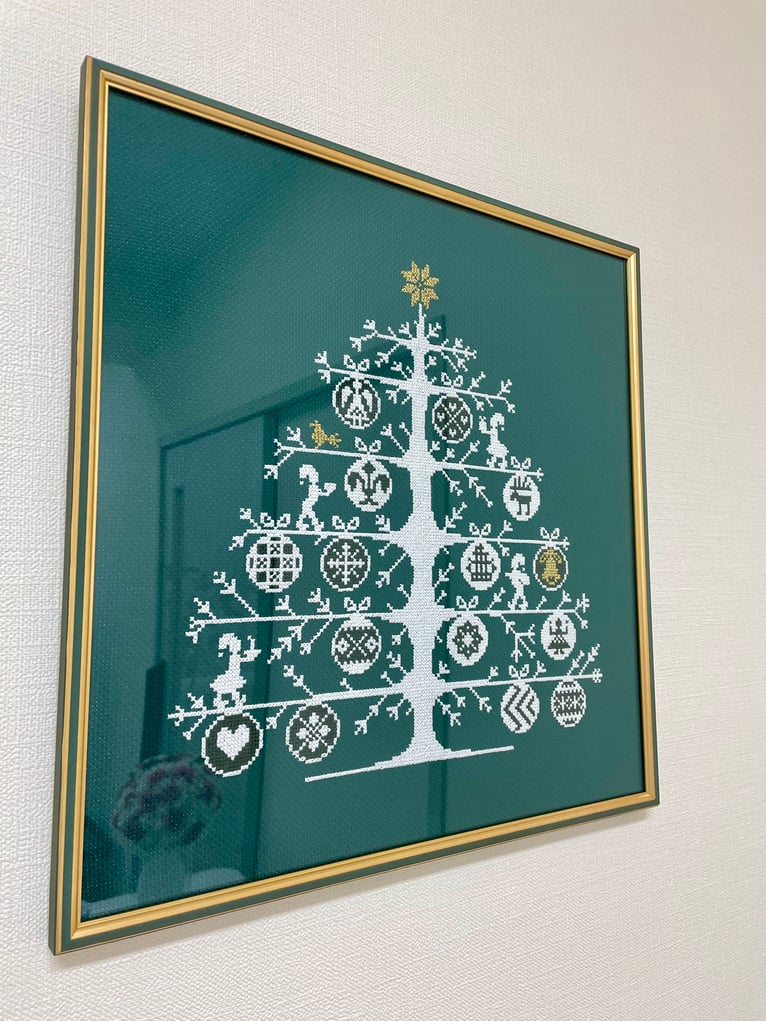 クリスマスのクロスステッチの刺繍