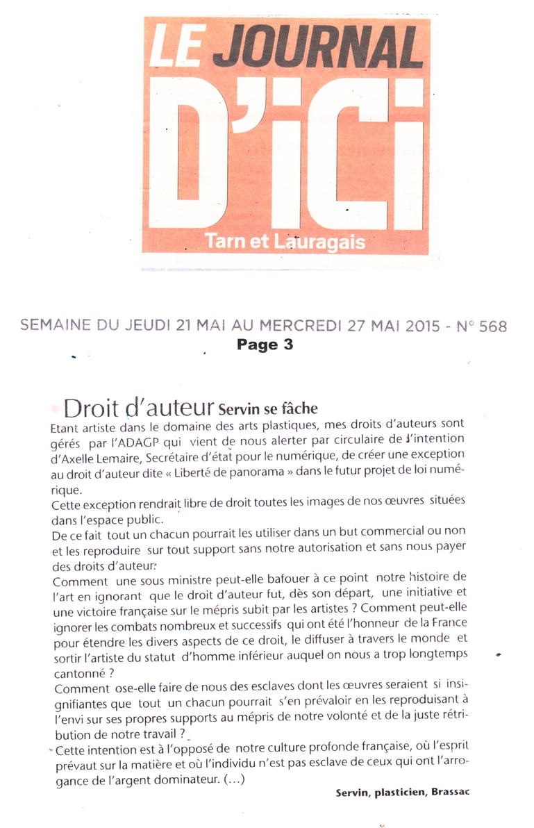  texte de SERVIN sur la défense du droit d’auteur 
