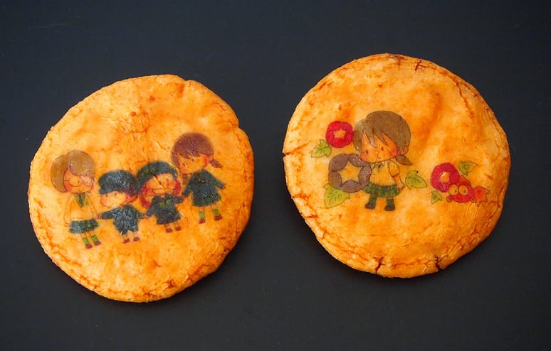 私立学校イベントイラスト入りおせんべい