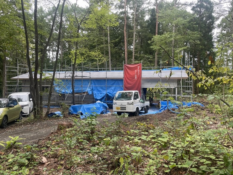 長野県　松本市　長野市　飯綱高原　建築設計事務所　建築家　news設計室　丸山和男　別荘設計　飯綱山荘Ⅲ（長野市）　上棟式