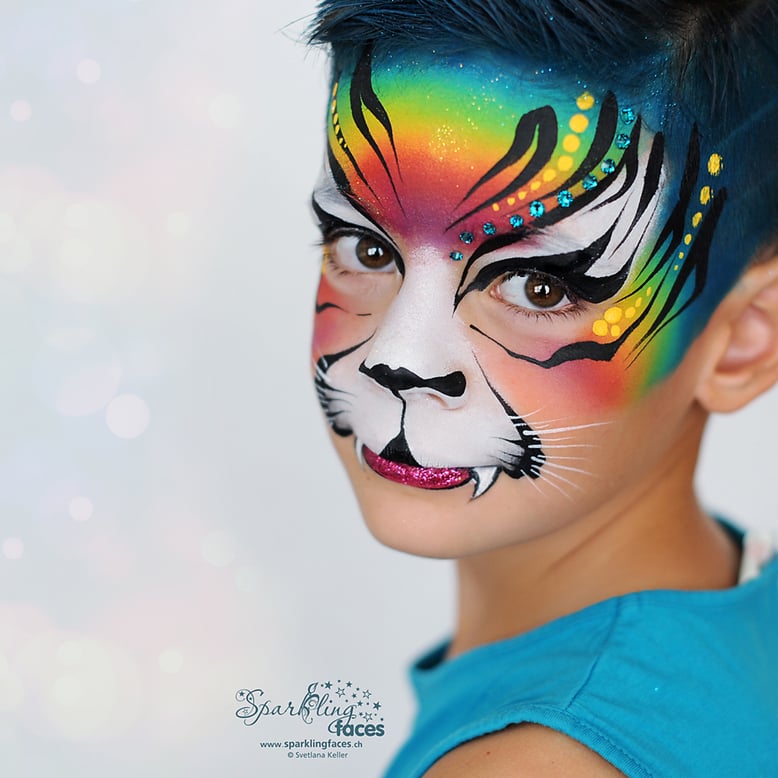 Kinderschminken_Vorlagen; Schminkfarben_kaufen_Schweiz; Kinderschminken_Kurse; Svetlana_Keller; face_painting; Ballonmodellieren; Ballonmodellage; Airbrush_Tattoos; einfach; Tiger