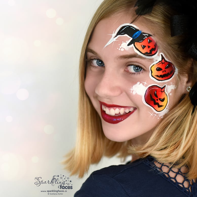 Kinderschminken_Vorlagen; Schminkfarben_kaufen_Schweiz; Kinderschminken_Kurse; einfach; Kürbis