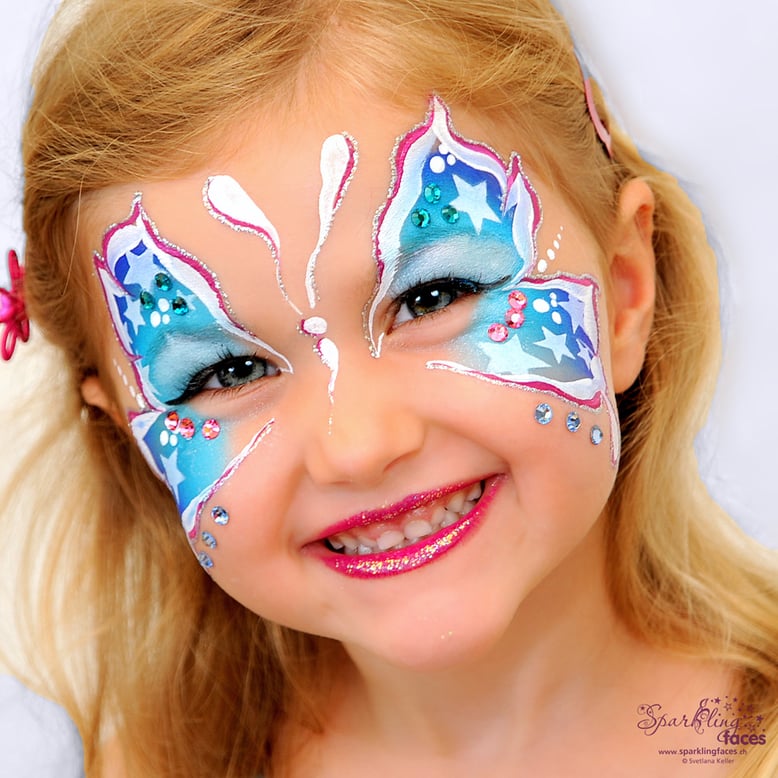 Kinderschminken_Vorlagen; Schminkfarben_kaufen_Schweiz; Kinderschminken_Kurse; einfach; Schmetterling