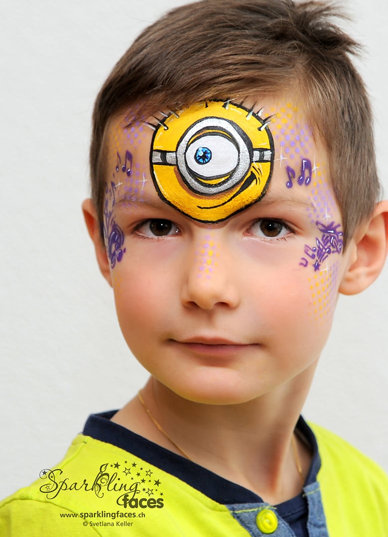 Kinderschminken_Vorlagen; Schminkfarben_kaufen_Schweiz; Kinderschminken_Kurse; einfach; Minion